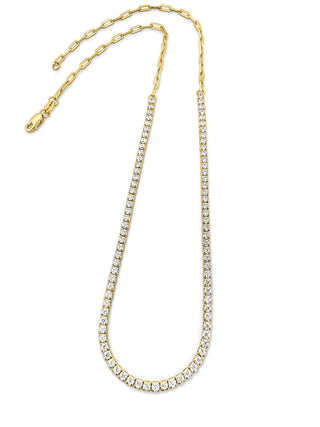 Signature 18k Gold Mamuśka Nikita Half Tennis & Paperclip Necklace - Necklaces - Mamuśka Jewellery